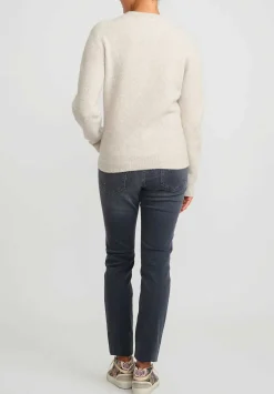 Frenckenberger Cashmere Mini Round Neck Sweater In Natural