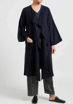 Alonpi Cashmere Open Front Coat In Navy