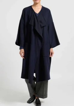 Alonpi Cashmere Open Front Coat In Navy