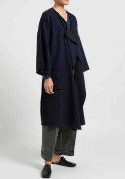 Alonpi Cashmere Open Front Coat In Navy