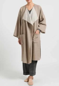 Alonpi Cashmere Open Front Coat In Natural