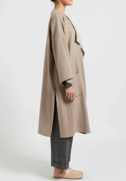 Alonpi Cashmere Open Front Coat In Natural
