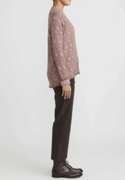 Lainey Keogh Cashmere Roll Neck Cardigan In Pecan & Ice Pink