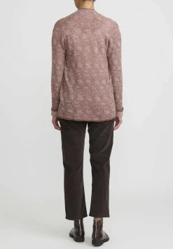 Lainey Keogh Cashmere Roll Neck Cardigan In Pecan & Ice Pink