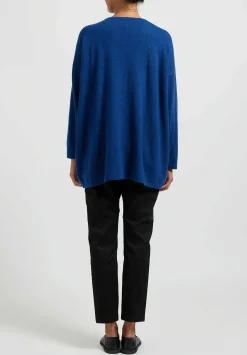 Hania New York Cashmere Sasha Long Crewneck In Noss Blue