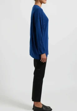 Hania New York Cashmere Sasha Long Crewneck In Noss Blue