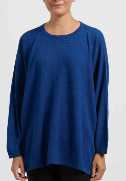 Hania New York Cashmere Sasha Long Crewneck In Noss Blue
