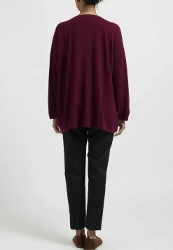 Hania New York Cashmere Sasha Long Crewneck In Pompeii Red