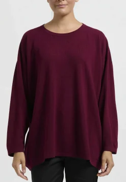 Hania New York Cashmere Sasha Long Crewneck In Pompeii Red