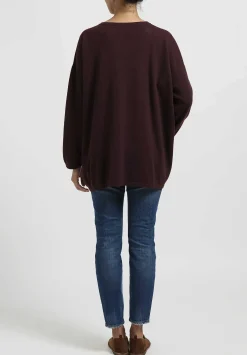 Hania New York Cashmere Sasha Long Crewneck In Bakelite Brown