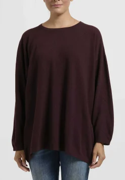 Hania New York Cashmere Sasha Long Crewneck In Bakelite Brown