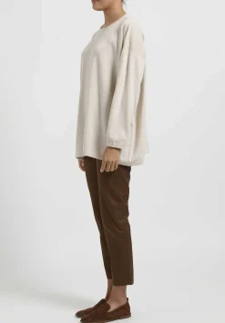 Hania New York Cashmere Sasha Long Crewneck In Swansdown Natural