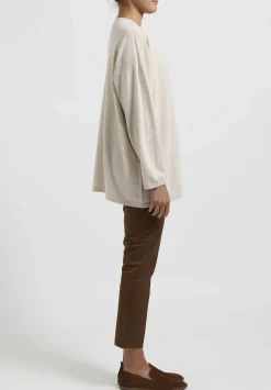 Hania New York Cashmere Sasha Long Crewneck In Swansdown Natural