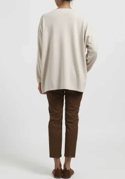 Hania New York Cashmere Sasha Long Crewneck In Swansdown Natural