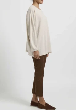 Hania New York Cashmere Sasha Long Crewneck In Swansdown Natural