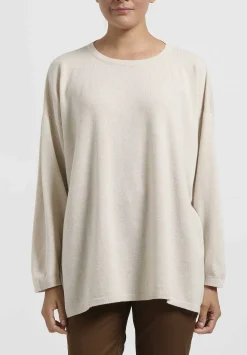 Hania New York Cashmere Sasha Long Crewneck In Swansdown Natural