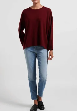 Hania New York Cashmere Sasha Short Crewneck In Drama Red