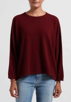 Hania New York Cashmere Sasha Short Crewneck In Drama Red