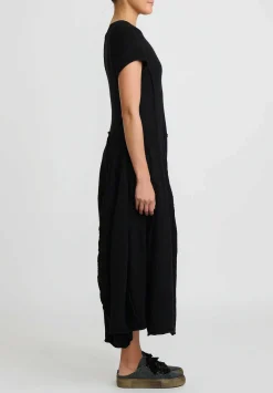 Rundholz Cashmere Short Sleeve Tulip Dress In Black