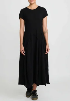 Rundholz Cashmere Short Sleeve Tulip Dress In Black
