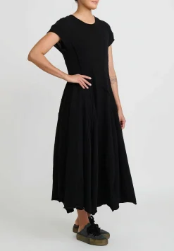 Rundholz Cashmere Short Sleeve Tulip Dress In Black