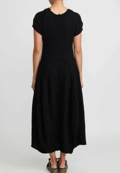 Rundholz Cashmere Short Sleeve Tulip Dress In Black