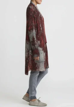 Avant Toi Cashmere Silk Square Knit Cardigan In Nero Mandarancio Orange
