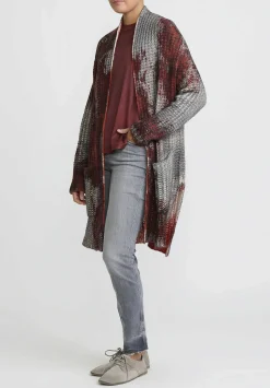 Avant Toi Cashmere Silk Square Knit Cardigan In Nero Mandarancio Orange