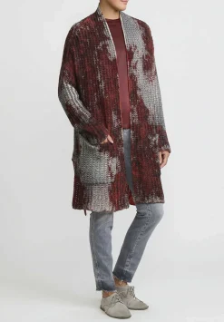 Avant Toi Cashmere Silk Square Knit Cardigan In Nero Mandarancio Orange