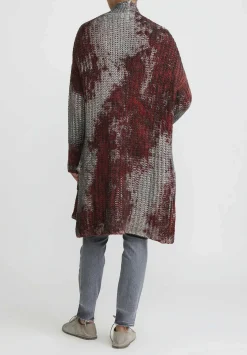 Avant Toi Cashmere Silk Square Knit Cardigan In Nero Mandarancio Orange