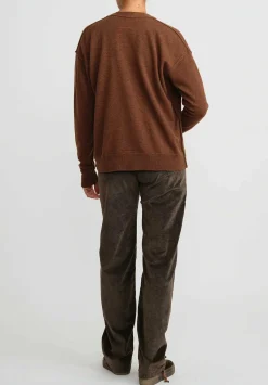 Uma Wang Cashmere Slit Neck Cardigan In Mustard Brown