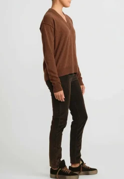 Uma Wang Cashmere Slit V-Neck Sweater In Mustard Brown