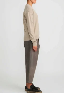 Uma Wang Cashmere Slit V-Neck Sweater In Tan Natural