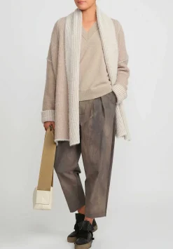 Uma Wang Cashmere Slit V-Neck Sweater In Tan Natural