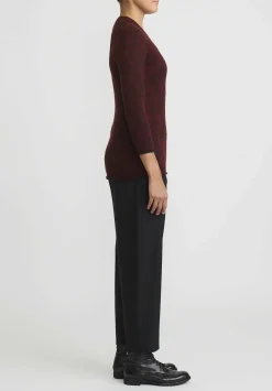 Lainey Keogh Cashmere V-Neck Sweater In Claret Red