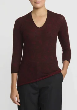 Lainey Keogh Cashmere V-Neck Sweater In Claret Red