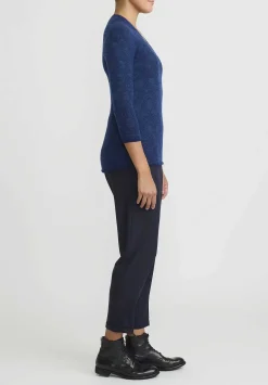 Lainey Keogh Cashmere V-Neck Sweater In Sapphire & Navy Blue