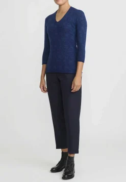 Lainey Keogh Cashmere V-Neck Sweater In Sapphire & Navy Blue