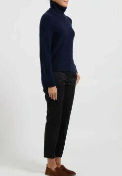 Boboutic Cashmere/Silk Turtleneck In Navy Blue