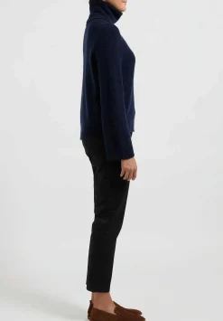 Boboutic Cashmere/Silk Turtleneck In Navy Blue
