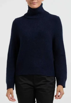 Boboutic Cashmere/Silk Turtleneck In Navy Blue