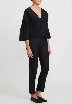 Issey Miyake Concretion Pleats Cardigan In Black