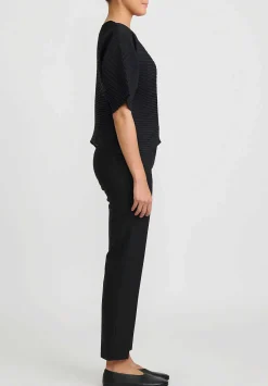 Issey Miyake Concretion Pleats Short Sleeve Top In Black