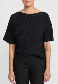 Issey Miyake Concretion Pleats Short Sleeve Top In Black