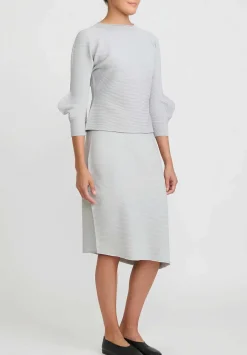 Issey Miyake Concretion Pleats Skirt In Light Grey