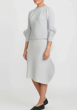 Issey Miyake Concretion Pleats Skirt In Light Grey