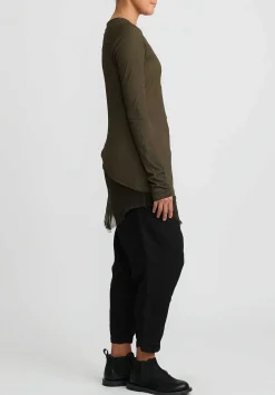 Rundholz Dip Cotton & Mesh Long Sleeve T-Shirt In Khaki Cloud Green