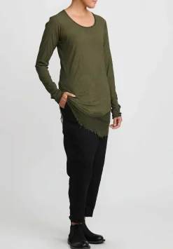 Rundholz Dip Cotton & Mesh Long Sleeve T-Shirt In Olive Cloud Green