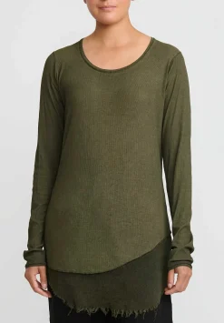 Rundholz Dip Cotton & Mesh Long Sleeve T-Shirt In Olive Cloud Green
