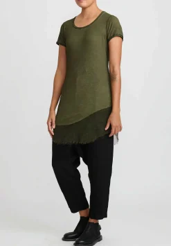 Rundholz Dip Cotton & Mesh Short Sleeve T-Shirt In Olive Cloud Green
